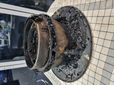 Twin wall cowl blocked with soldifed tar / creosote Knebworth